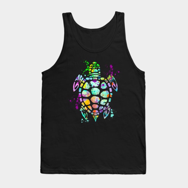 Turtle Watercolor Splash splatter Love Sea Turtles Tank Top by joannejgg